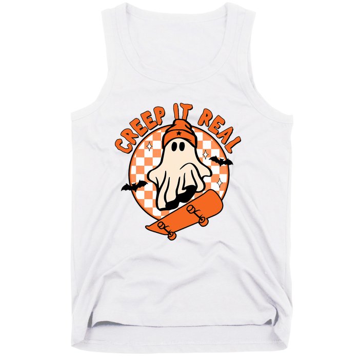 Vintage Retro Halloween Creep It Real Ghost Boy Fall Season Tank Top