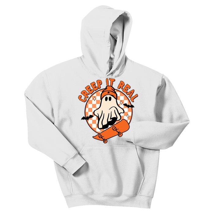 Vintage Retro Halloween Creep It Real Ghost Boy Fall Season Kids Hoodie