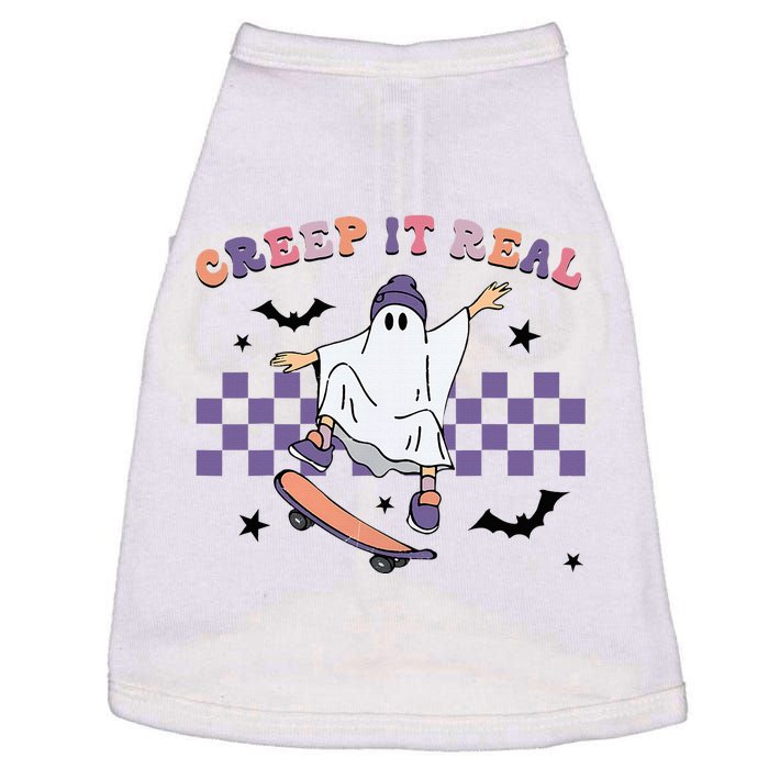 Vintage Retro Halloween Creep It Real Ghost Fall Season Doggie Tank