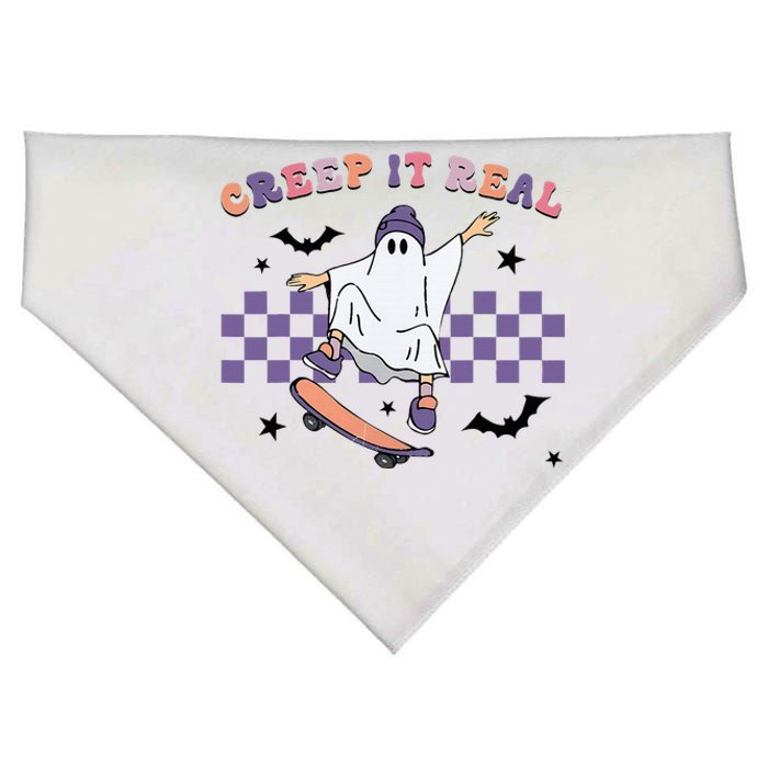 Vintage Retro Halloween Creep It Real Ghost Fall Season USA-Made Doggie Bandana