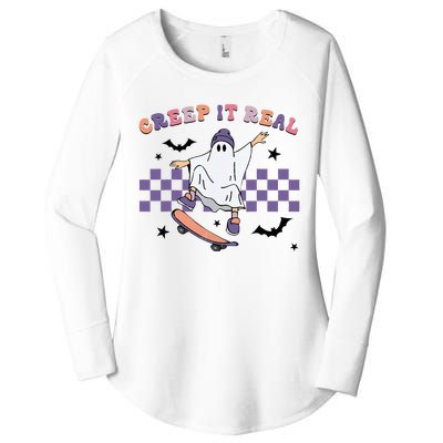 Vintage Retro Halloween Creep It Real Ghost Fall Season Women's Perfect Tri Tunic Long Sleeve Shirt