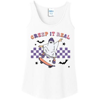 Vintage Retro Halloween Creep It Real Ghost Fall Season Ladies Essential Tank