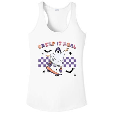 Vintage Retro Halloween Creep It Real Ghost Fall Season Ladies PosiCharge Competitor Racerback Tank