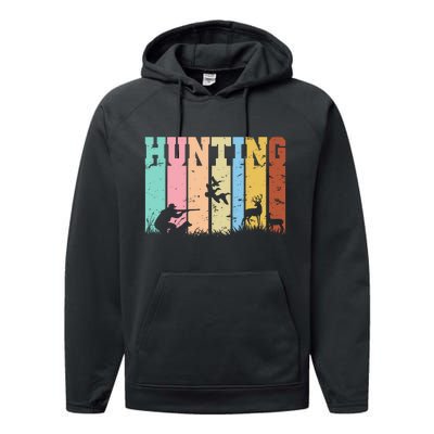 Vintage Retro Hunting Hunter Performance Fleece Hoodie