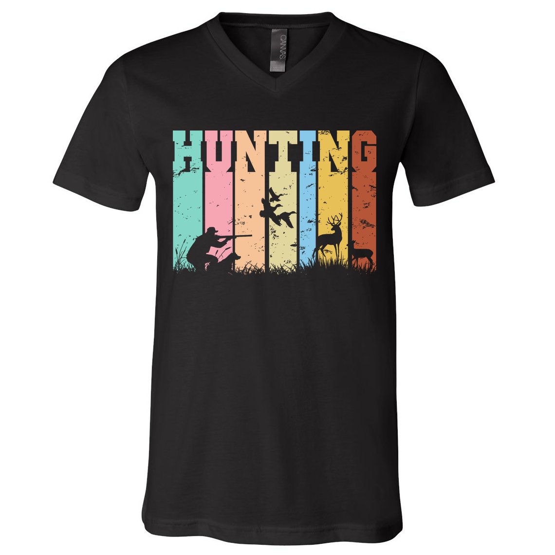 Vintage Retro Hunting Hunter V-Neck T-Shirt