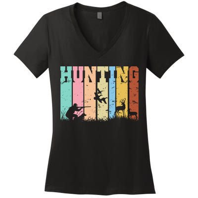 Vintage Retro Hunting Hunter Women's V-Neck T-Shirt