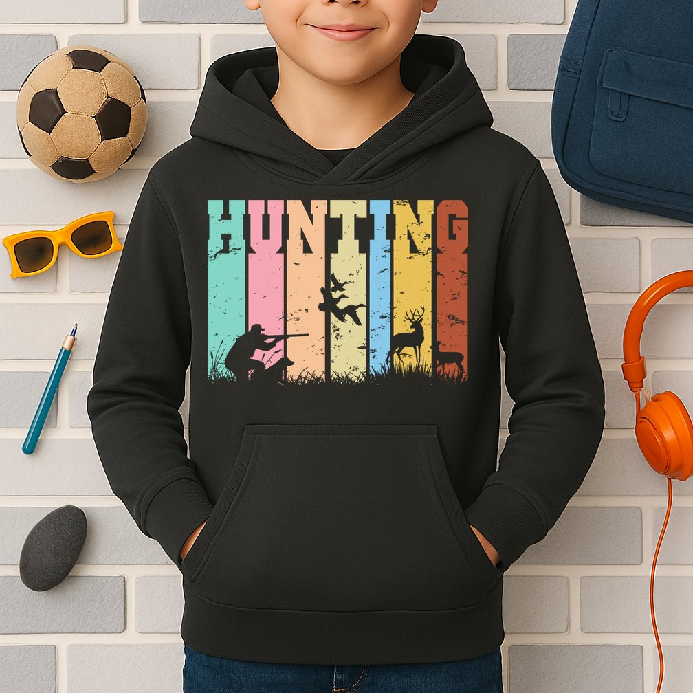 Vintage Retro Hunting Hunter Kids Hoodie