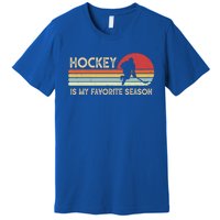 Vintage Retro Hockey Is My Favorite Season Funny Hockey Gift Great Gift Premium T-Shirt