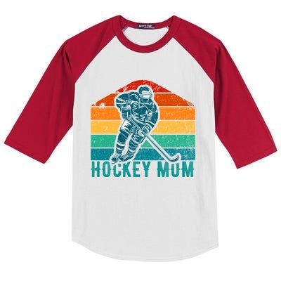 Vintage Retro Hockey Mom Gift Kids Colorblock Raglan Jersey