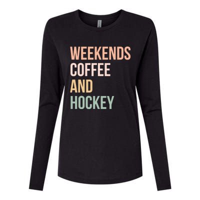 Vintage Retro Hockey Lover Funny Gift Weekends Coffee And Hockey Cool Gift Womens Cotton Relaxed Long Sleeve T-Shirt