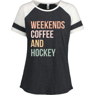 Vintage Retro Hockey Lover Funny Gift Weekends Coffee And Hockey Cool Gift Enza Ladies Jersey Colorblock Tee