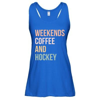 Vintage Retro Hockey Lover Funny Gift Weekends Coffee And Hockey Cool Gift Ladies Essential Flowy Tank