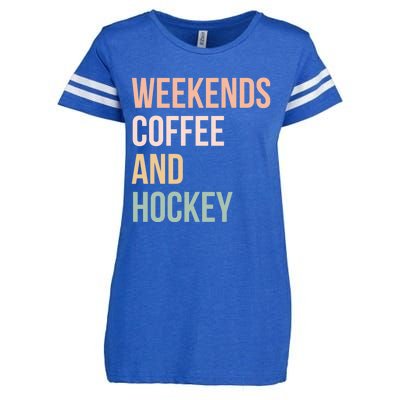 Vintage Retro Hockey Lover Funny Gift Weekends Coffee And Hockey Cool Gift Enza Ladies Jersey Football T-Shirt