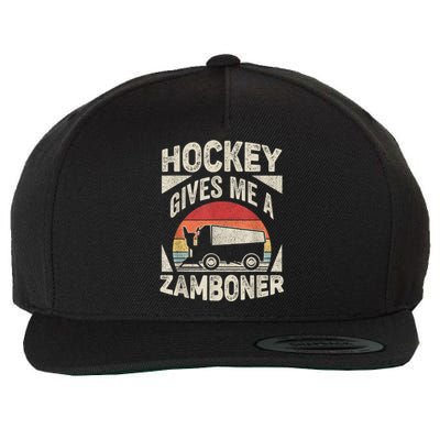 Vintage Retro Hockey Gives Me A Zamboner Hockey Wool Snapback Cap