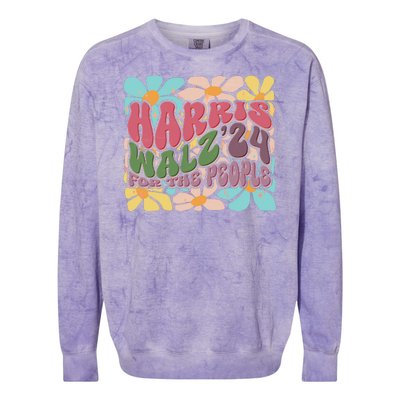 Vintage Retro Harris Walz 2024 For The People Colorblast Crewneck Sweatshirt