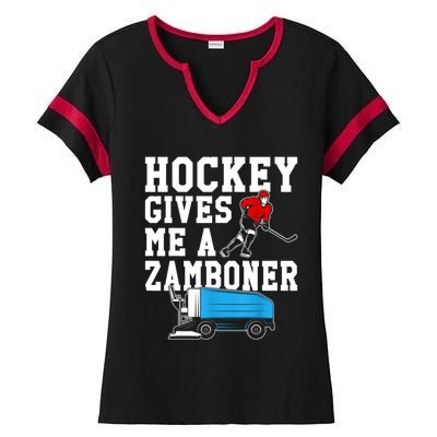 Vintage Retro Hockey Gives Me A Zamboner Hockey Ladies Halftime Notch Neck Tee