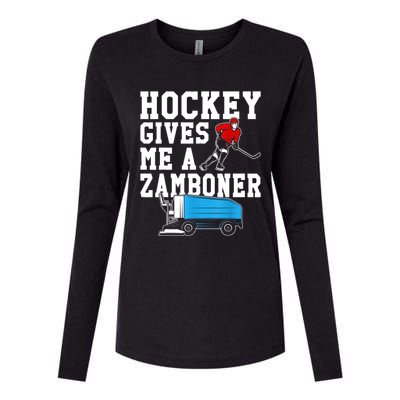 Vintage Retro Hockey Gives Me A Zamboner Hockey Womens Cotton Relaxed Long Sleeve T-Shirt