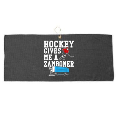 Vintage Retro Hockey Gives Me A Zamboner Hockey Large Microfiber Waffle Golf Towel