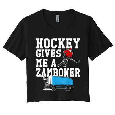 Vintage Retro Hockey Gives Me A Zamboner Hockey Women's Crop Top Tee