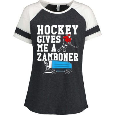 Vintage Retro Hockey Gives Me A Zamboner Hockey Enza Ladies Jersey Colorblock Tee