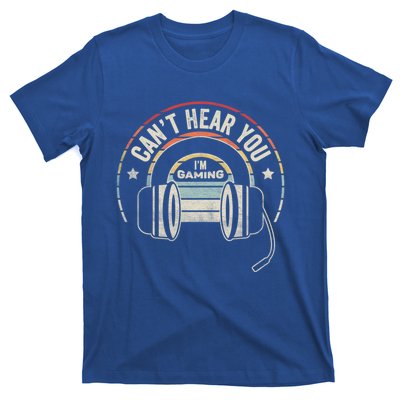 Vintage Retro Headset Can't Hear You I'm Gaming Funny Gamer Gift T-Shirt