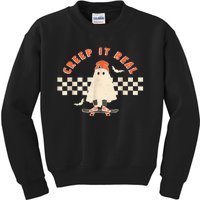 Vintage Retro Halloween Creep It Real Ghost Boy Fall Season Kids Sweatshirt