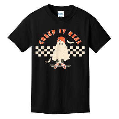 Vintage Retro Halloween Creep It Real Ghost Boy Fall Season Kids T-Shirt