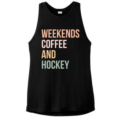 Vintage Retro Hockey Lover Funny Gift Weekends Coffee And Hockey Gift Ladies PosiCharge Tri-Blend Wicking Tank