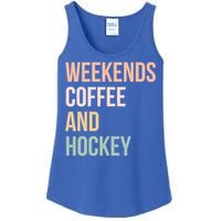 Vintage Retro Hockey Lover Funny Gift Weekends Coffee And Hockey Gift Ladies Essential Tank