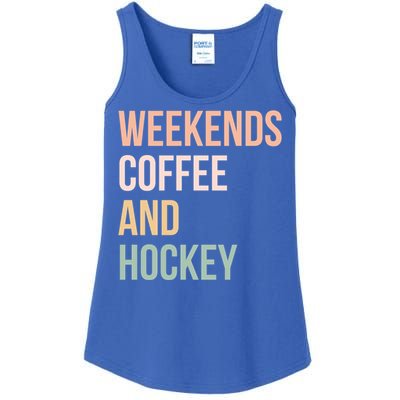 Vintage Retro Hockey Lover Funny Gift Weekends Coffee And Hockey Gift Ladies Essential Tank