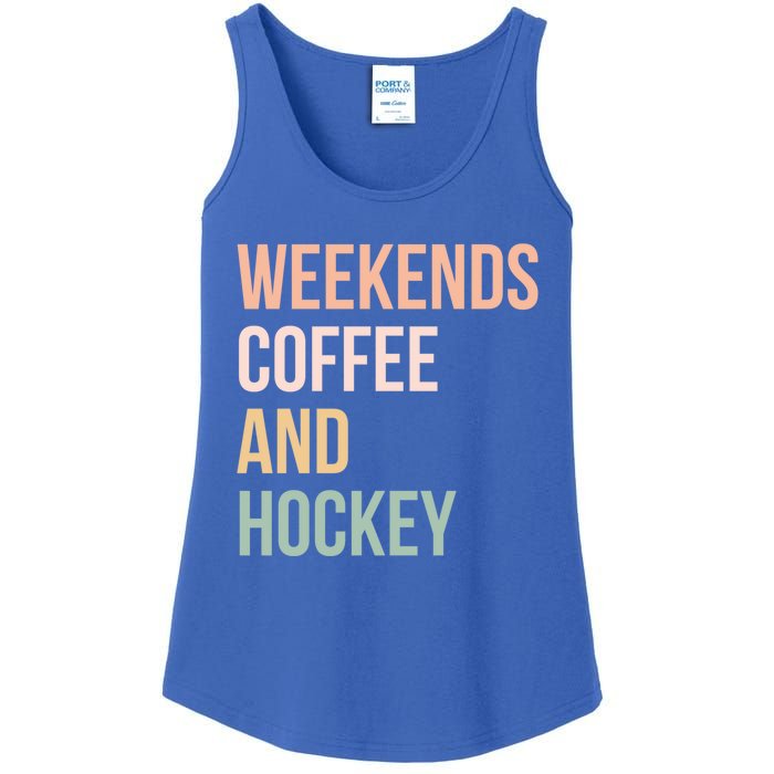 Vintage Retro Hockey Lover Funny Gift Weekends Coffee And Hockey Gift Ladies Essential Tank