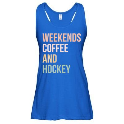 Vintage Retro Hockey Lover Funny Gift Weekends Coffee And Hockey Gift Ladies Essential Flowy Tank