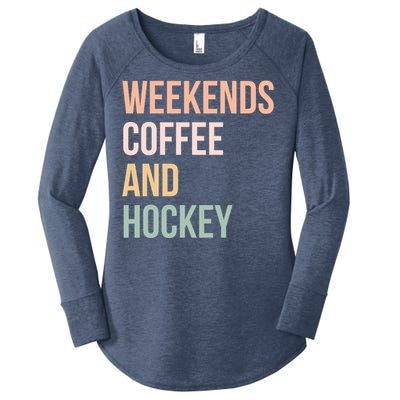 Vintage Retro Hockey Lover Funny Gift Weekends Coffee And Hockey Gift Women's Perfect Tri Tunic Long Sleeve Shirt