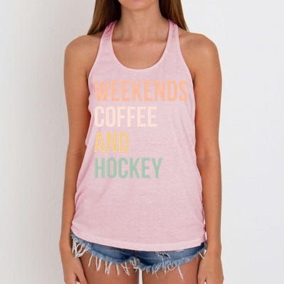 Vintage Retro Hockey Lover Funny Gift Weekends Coffee And Hockey Gift Women's Knotted Racerback Tank