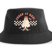 Vintage Retro Halloween Creep It Real Ghost Fall Season Sustainable Bucket Hat