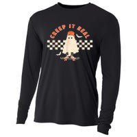 Vintage Retro Halloween Creep It Real Ghost Fall Season Cooling Performance Long Sleeve Crew