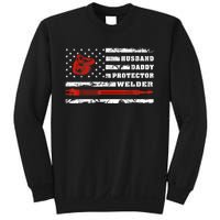 Vintage Retro Husband Daddy Protector Welder American Flag Sweatshirt