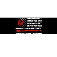 Vintage Retro Husband Daddy Protector Welder American Flag Bumper Sticker