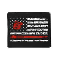 Vintage Retro Husband Daddy Protector Welder American Flag Mousepad