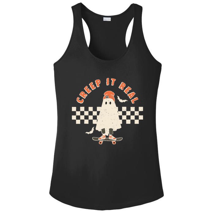 Vintage Retro Halloween Creep it real Ghost Fall Season Ladies PosiCharge Competitor Racerback Tank