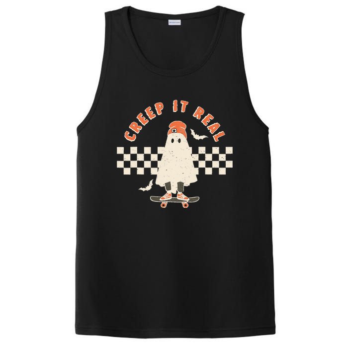 Vintage Retro Halloween Creep it real Ghost Fall Season PosiCharge Competitor Tank