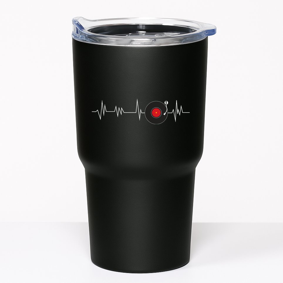 Vinyl Record Heartbeat Retro Music Vintage Disc Jockey Tumbler
