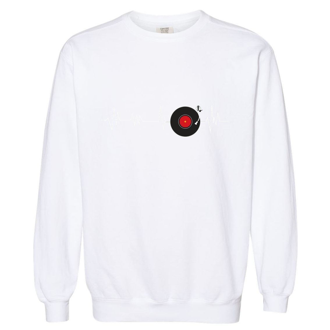 Vinyl Record Heartbeat Retro Music Vintage Disc Jockey Garment-Dyed Sweatshirt