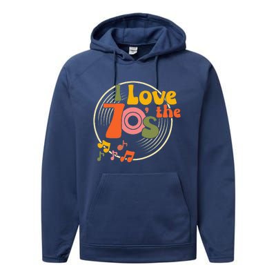 Vintage Retro I Love The 70s Hippie Style Performance Fleece Hoodie