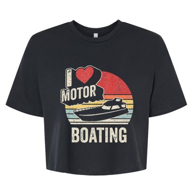 Vintage Retro I Love Motor Boating Funny Boater Bella+Canvas Jersey Crop Tee