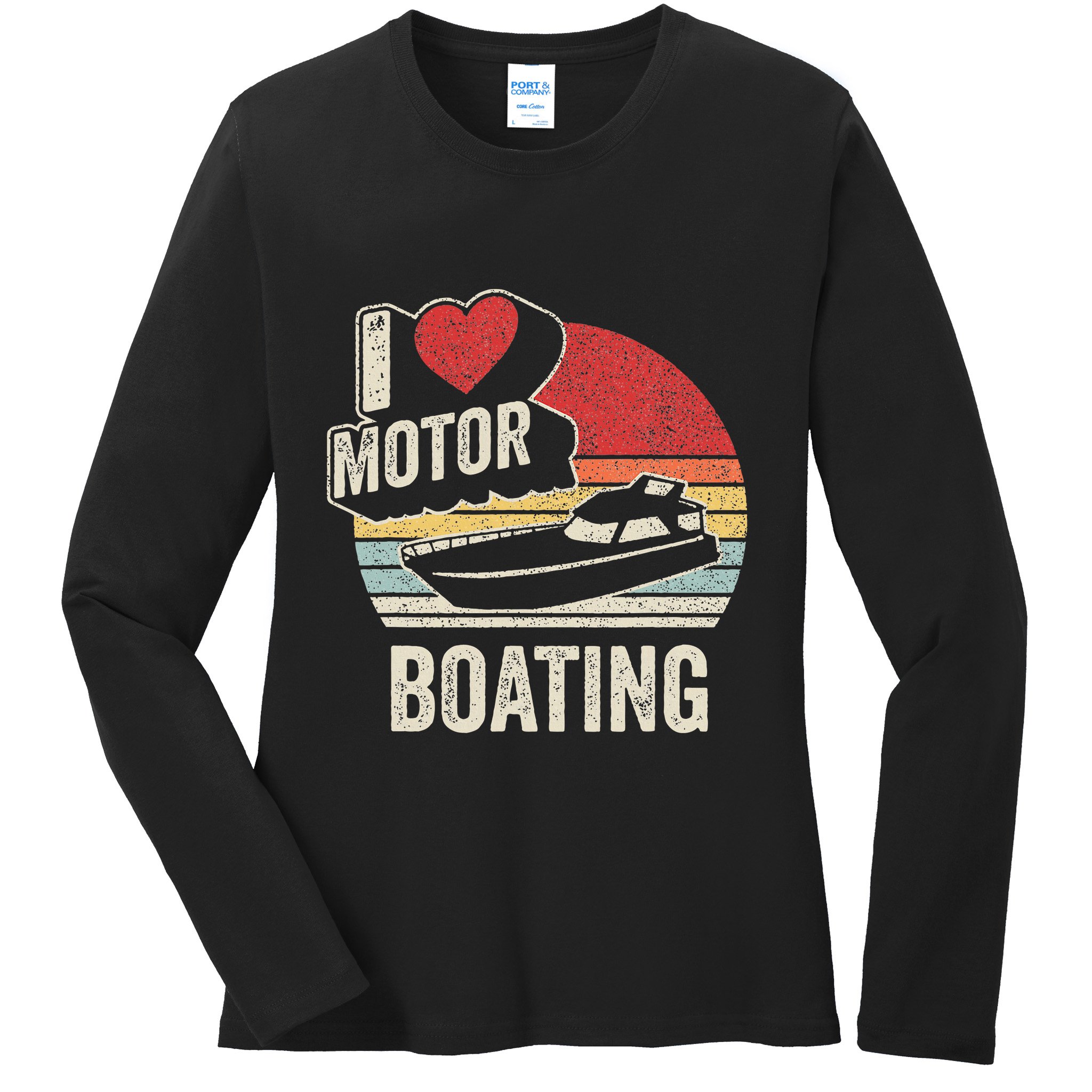 Vintage Retro I Love Motor Boating Ladies Long Sleeve Shirt