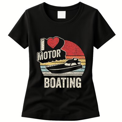 Vintage Retro I Love Motor Boating Womens T-Shirt