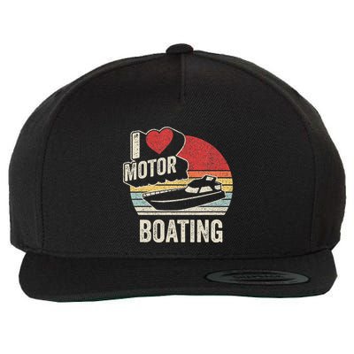 Vintage Retro I Love Motor Boating Wool Snapback Cap