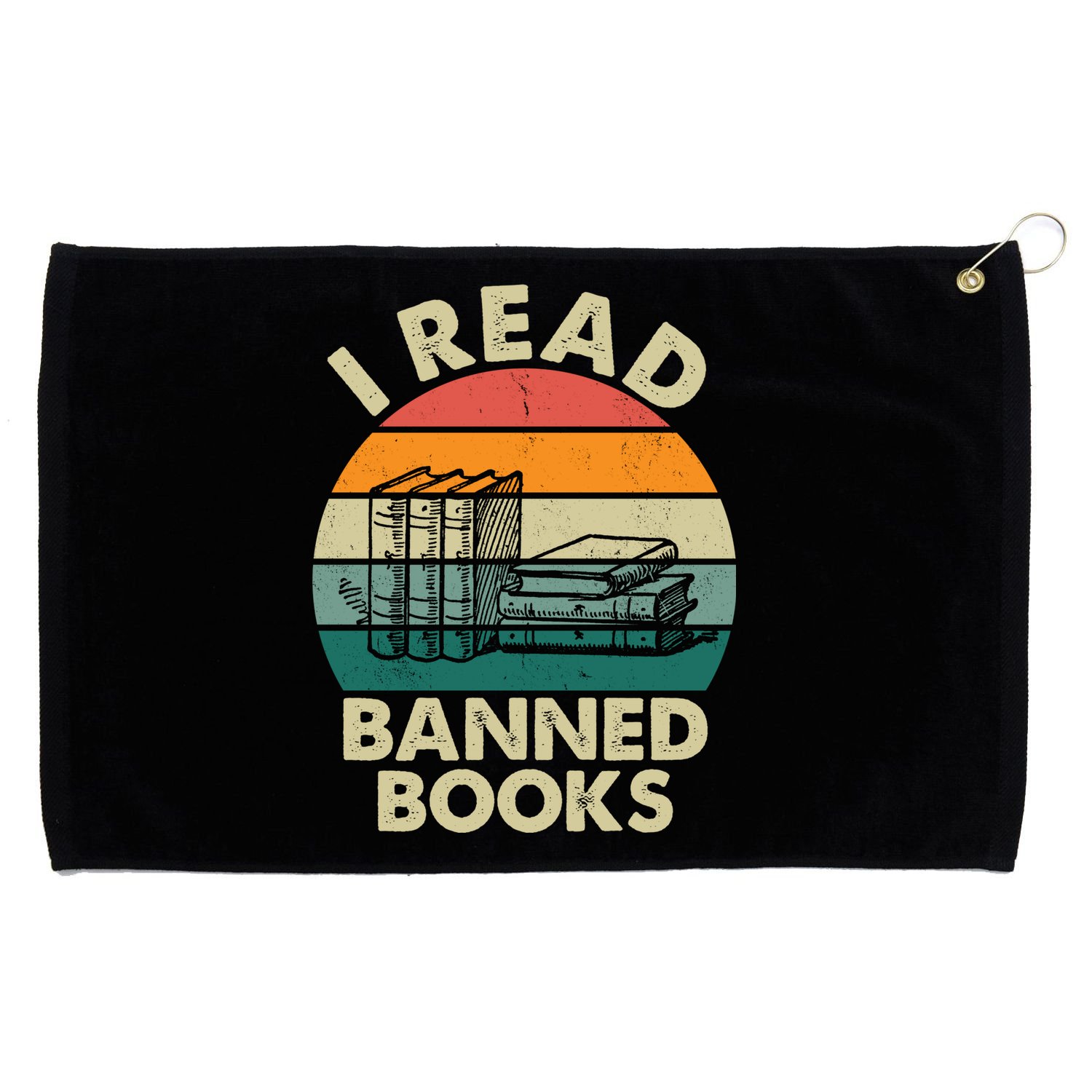 VINTAGE RETRO I READ BANNED BOOKS Grommeted Golf Towel