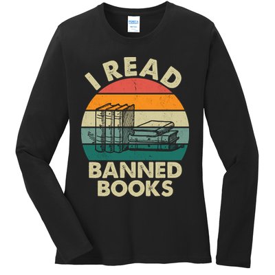 VINTAGE RETRO I READ BANNED BOOKS Ladies Long Sleeve Shirt